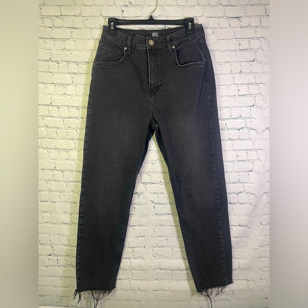 BDG Urban Outfitters Black Denim Jeans Women’s 31x32 Edie High Rise Raw Hem